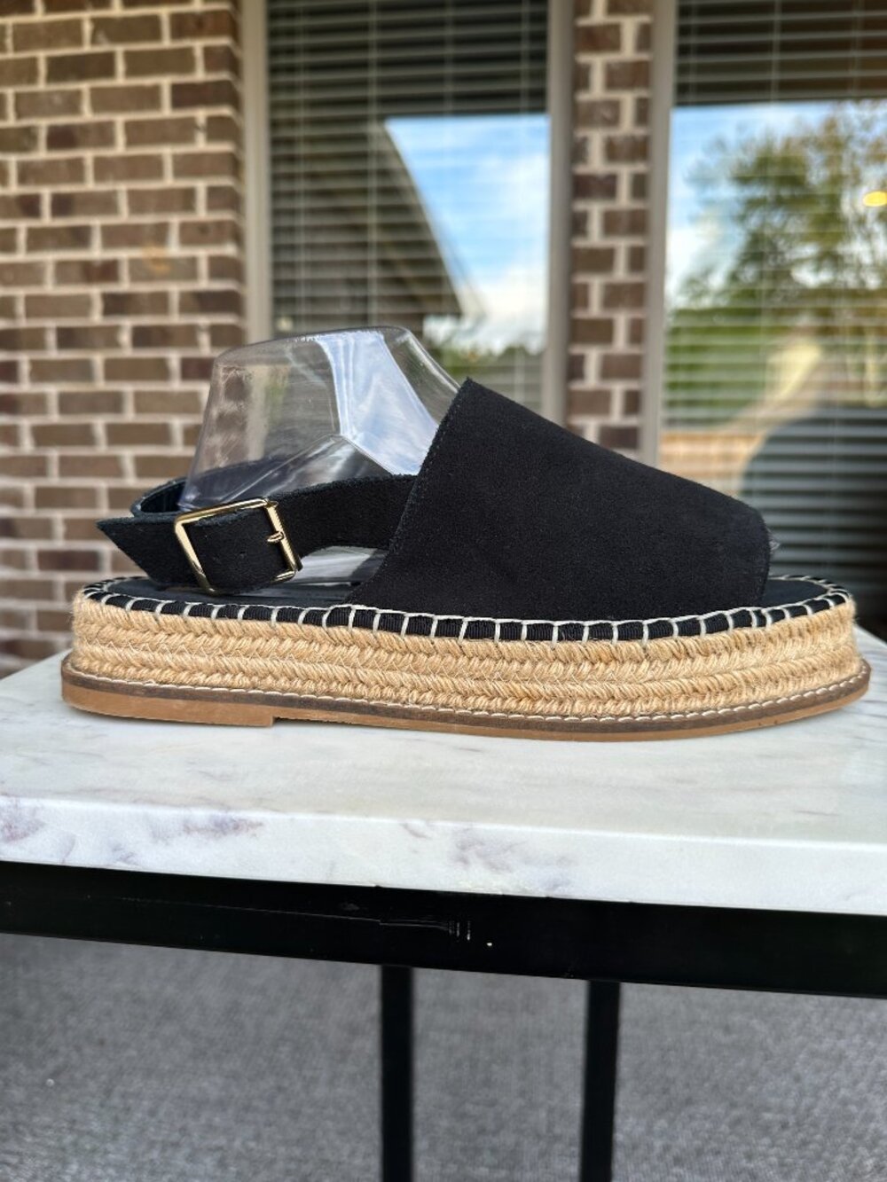 ASOS Hannah Wide Fit Espadrille Platform Sandals Black Ankle Strap Size 7/8 W - Picture 7 of 16